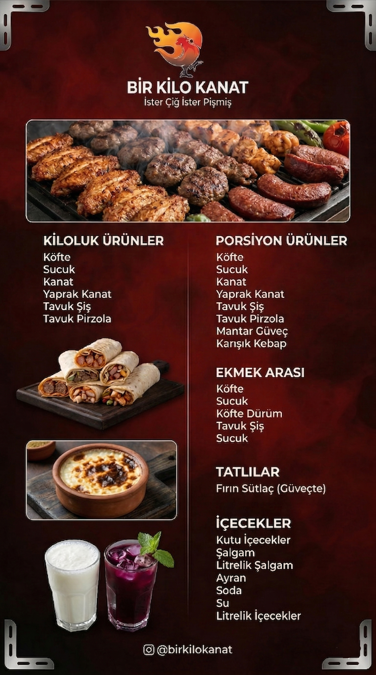 Bir Kilo Kanat Menüsü